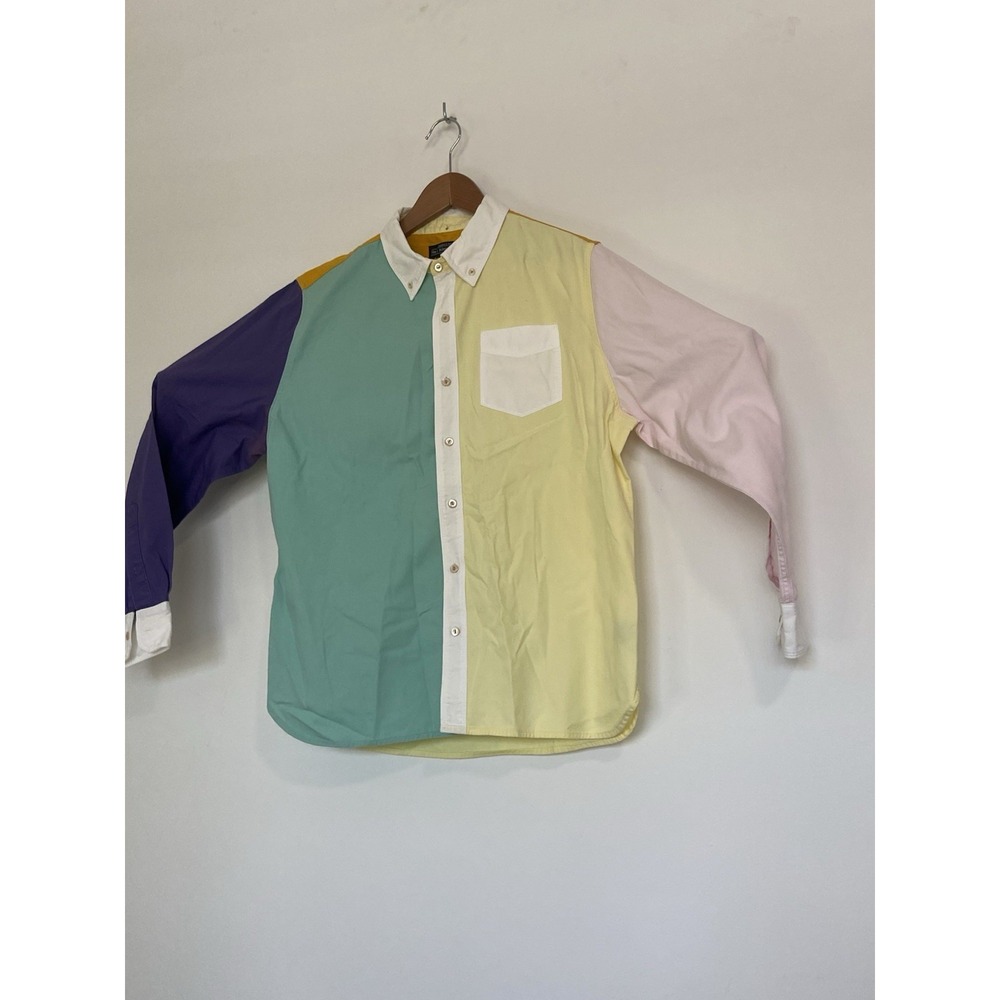 Men's The J. Peterman Company Color Block‎ Long Sleeve Dress Shirt-Size L-Rare